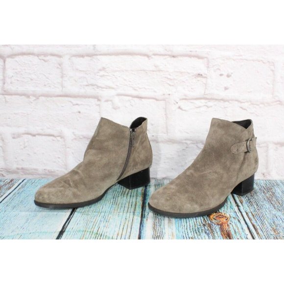 Born Phobos Gray Suede Pull On Side Zip Short Buckle Ankle Boots 9.5 M - Picture 2 of 8